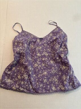 Y2K High Sierra Purple Floral Lace-Trim Cami